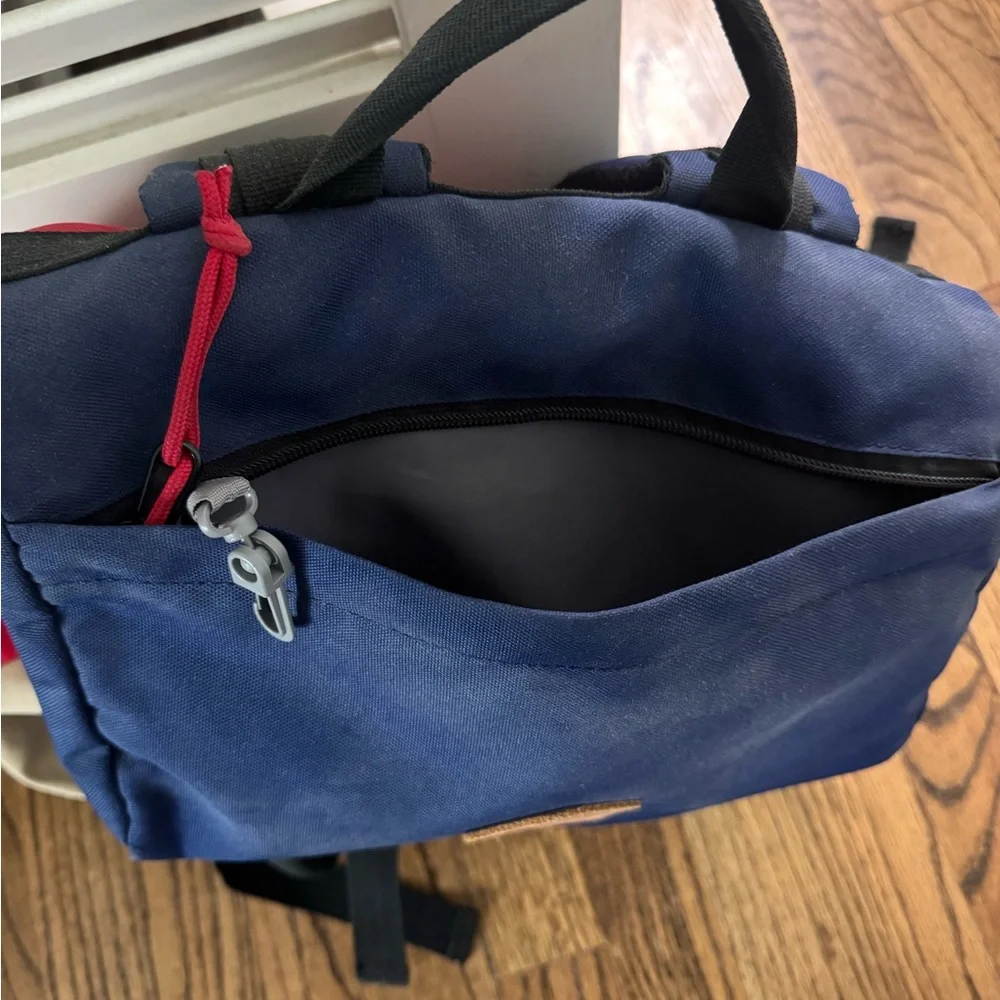 Men's Colorblock Canvas Rucksack Backpack - Navy, Tan & Red